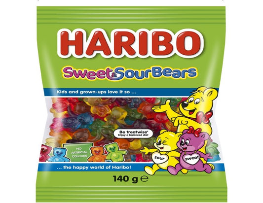 Haribo Sweet & Sour Bears Candy 140g - 3 Pack