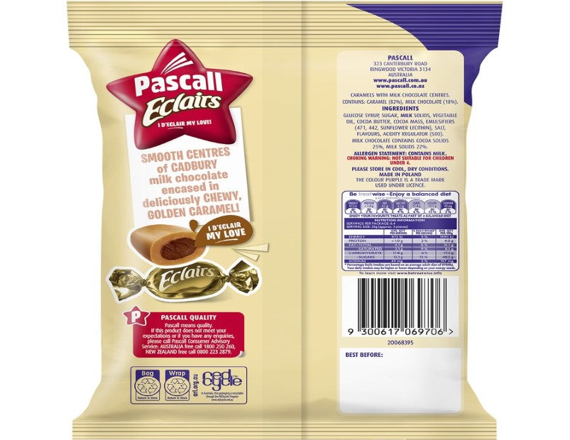 Pascall Eclairs Chocolate Lollies 160g - 2 Pack