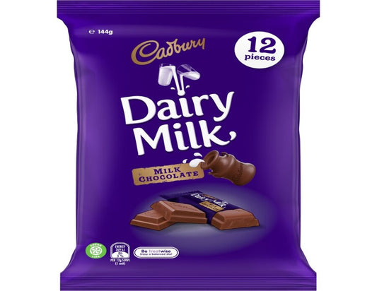 Cadbury Dairy Milk Chocolate Sharepack 12 Pieces 144g - 2 Pack