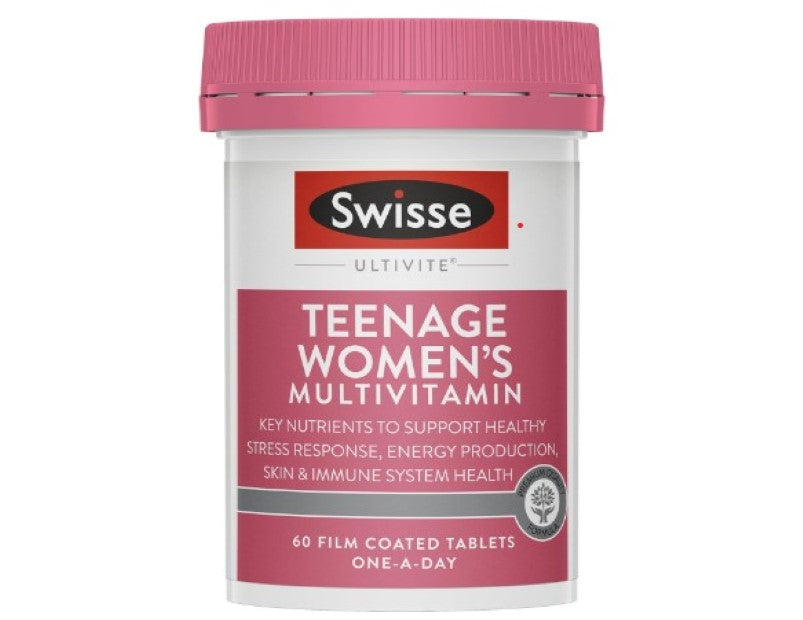 Swisse Ultivite Teenage Women's Multivitamin - with B Vitamins, Magnesium, Iron and More To Support General Health - 60 Tablets