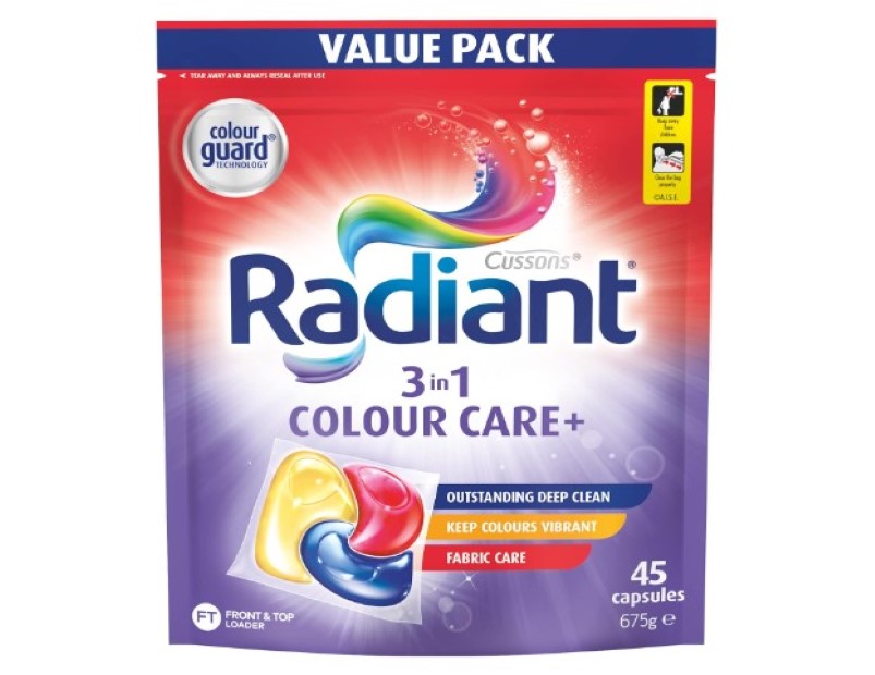 Radiant Colour Care 3 in 1 Laundry Detergent, 675 g (45 Capsules)