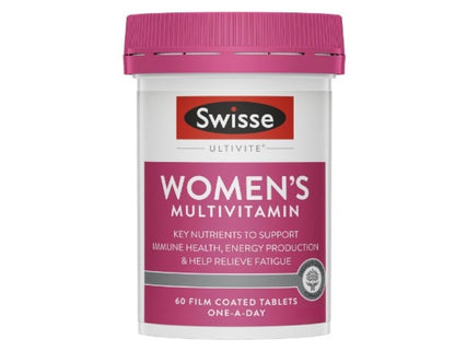 Swisse Ultivite Women's Multivitamin - with Folic Acid, Biotin & Iron to Support Energy, Immunity and Hair Health - 60 Tablets