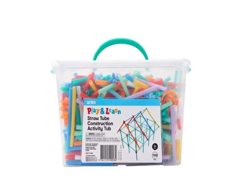 700 Piece Play and Learn Straw Tube Construction Activity Tub