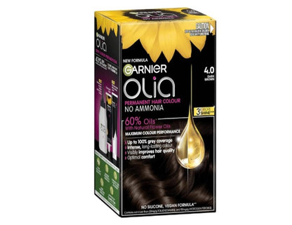 Garnier, Permanent Hair Colour, Ammonia Free and Nourishing, Olia, 4.0 Dark Brown