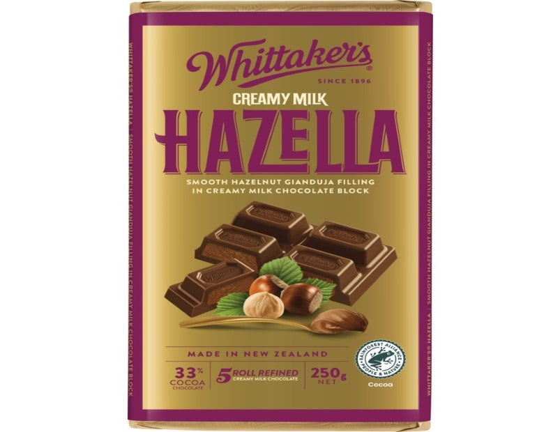 Whittaker's Hazella Milk Chocolate Block 250g