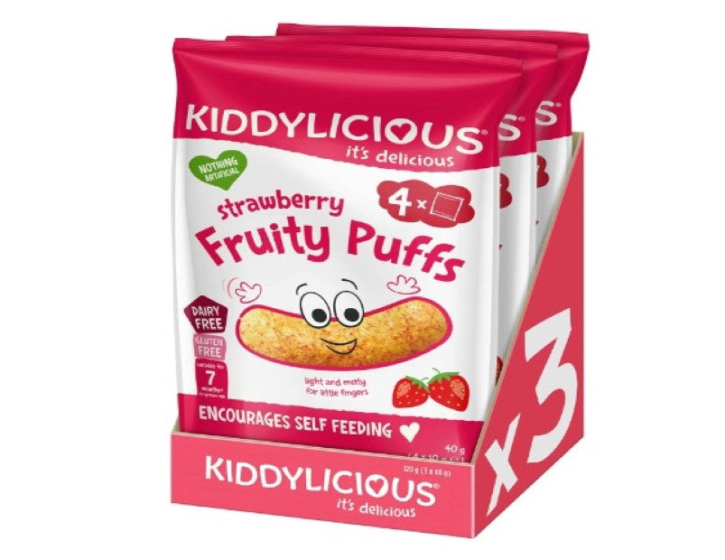 Kiddylicious Gluten-Free Strawberry Puffs Multipack, 40g (Pack of 3)