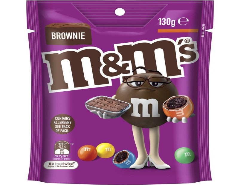 M&M's Milk Chocolate Brownie Snack & Share Party Bag 130g - 2 Pack