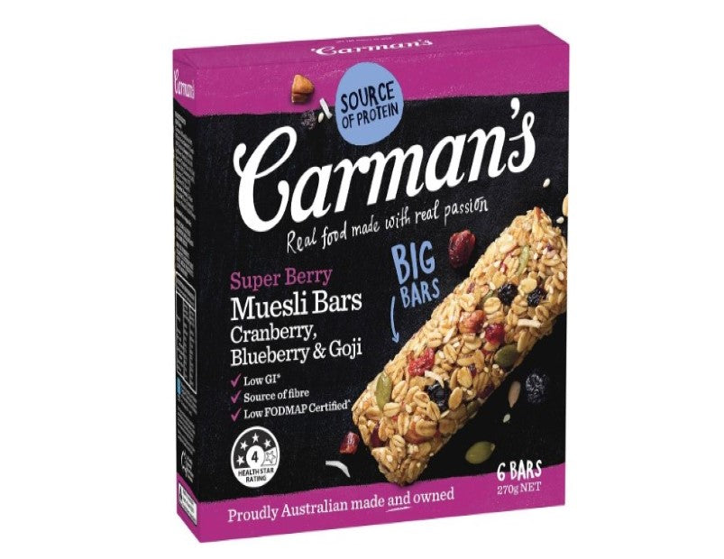 Carman's Muesli Bar Super Berry, 6-pack (270g)