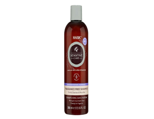 HASK Sensitive Care Shampoo for all hair types, fragrance free, vegan, colour safe, gluten-free, sulfate-free, paraben-free - 1 355mL Bottle