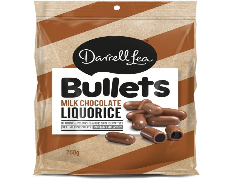 Darrell Lea Bullets Milk Chocolate Liquorice 750g