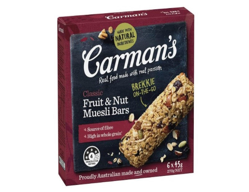 Carman's Muesli Bar Classic Fruit & Nut, 6-pack (270g)