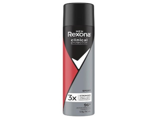 Rexona Men Clinical Antiperspirant Deodorant Aerosol Spray Sport, 180ml, 96 Hour Protection