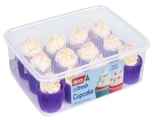 Décor  Tellfresh Cupcake Carrier for 12 Cupcakes, Clear, 4L