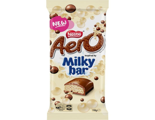 Nestle Aero Milky Bar White Chocolate Block 118g - 2 Pack