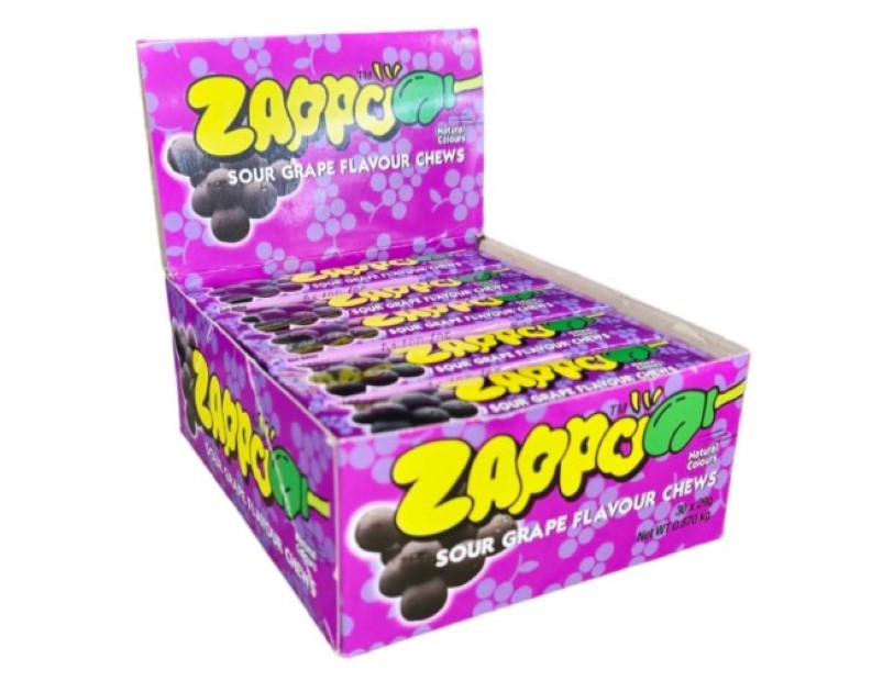 ZAPPO Sour Grape Flavoured Chews - (Bulk Pack of 30 Sticks)