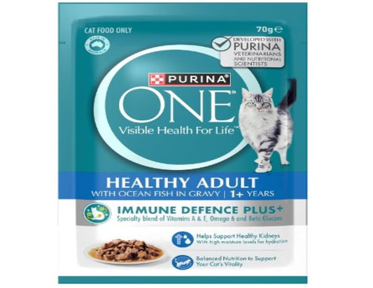 PURINA ONE Adult Wet Cat Food Oceanfish in Gravy Pouch 12x70g