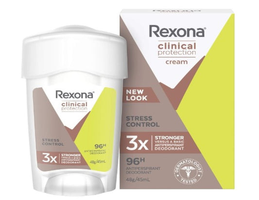 Rexona Women Clinical Antiperspirant Cream Stick Deodorant Stress Control, 45ml, 96 Hour Protection