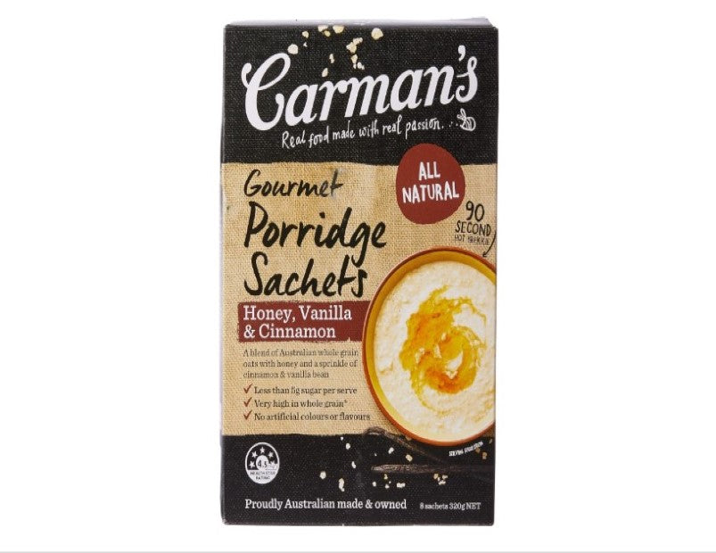 Carman's Gourmet Porridge Sachets Honey, Vanilla & Cinnamon, 8-pack (320g)