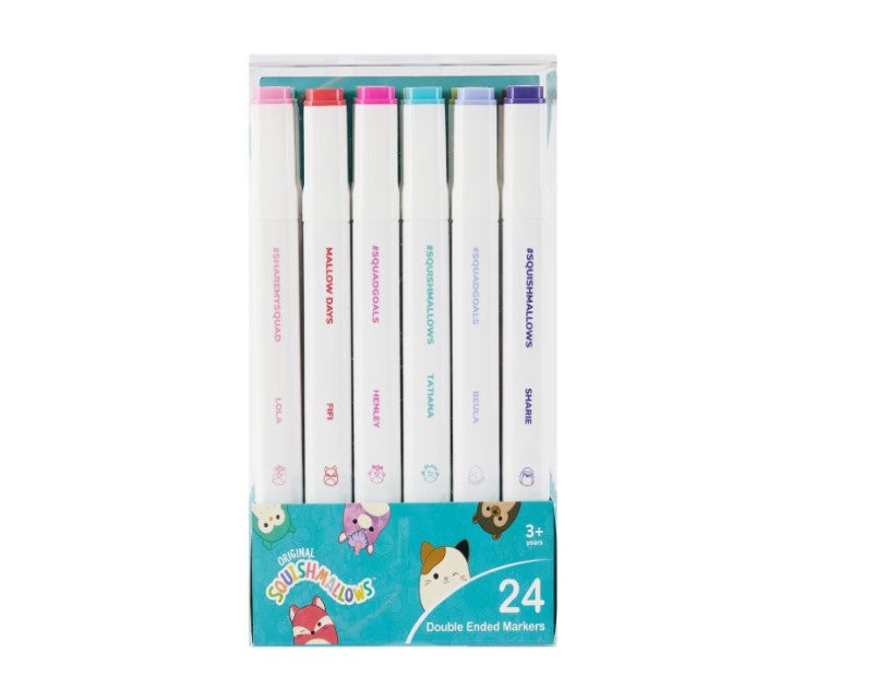 24 Pack Original Squishmallows Double Ended Markers