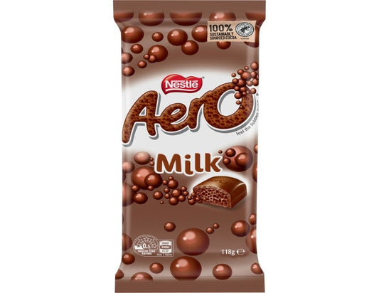 Nestle Aero Milk Chocolate Block 118g - 2 Pack