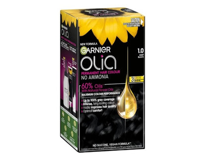 Garnier, Permanent Hair Colour, Ammonia Free and Nourishing, Olia, 1.0 Deep Black