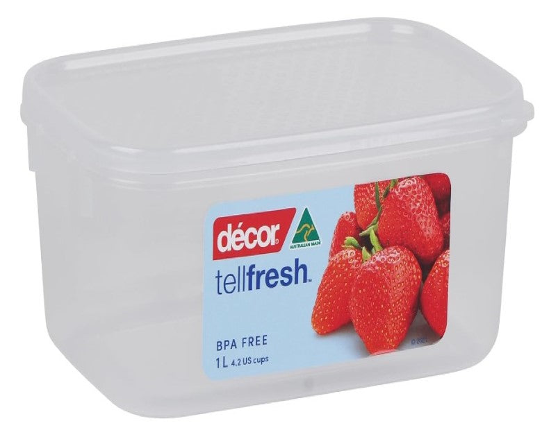 Decor Tellfresh Oblong Food Storer, 1 Litre Capacity