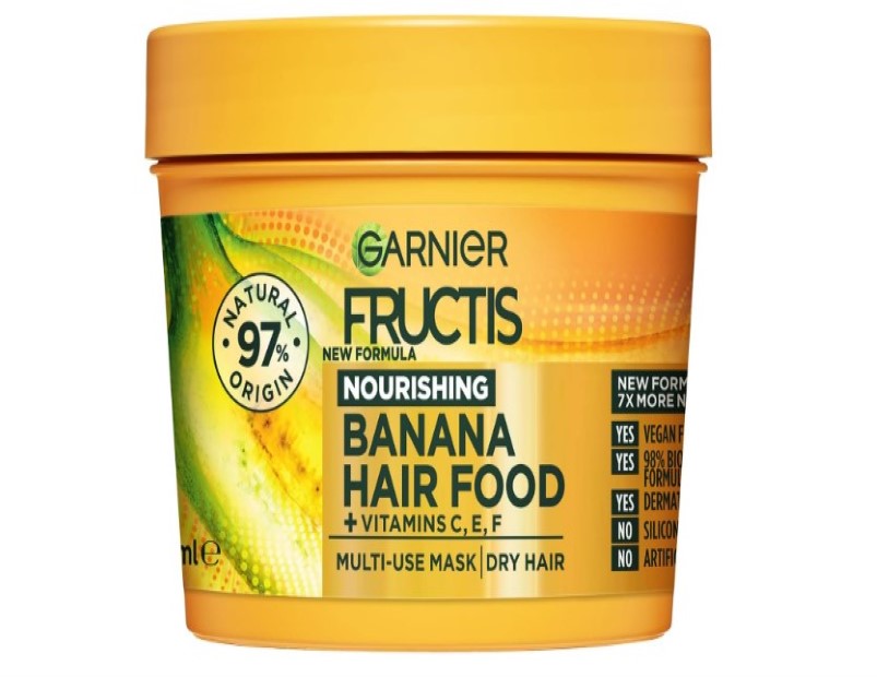 Garnier Fructis, 3-in-1 Hair Mask, Hydrating & Softening, Hair Food Banana, 390ml