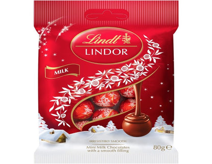 Lindt LINDOR Mini Baubles Milk Chocolate Bag 80g - 2 Pack