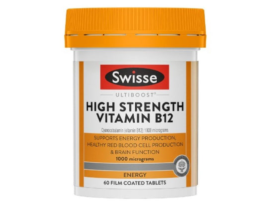 Swisse Ultiboost High Strength Vitamin B12 - Supports Energy Production - 60 Tablets