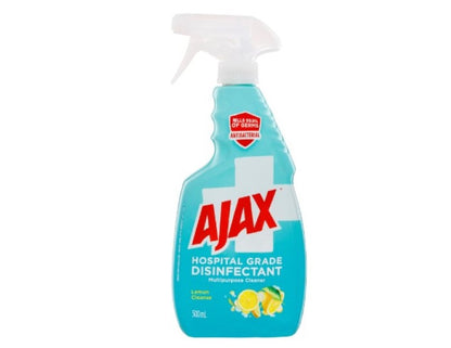 Ajax Hospital Grade Antibacterial Disinfectant Multipurpose Cleaner, 500mL, Lemon Cleanse Surface Spray