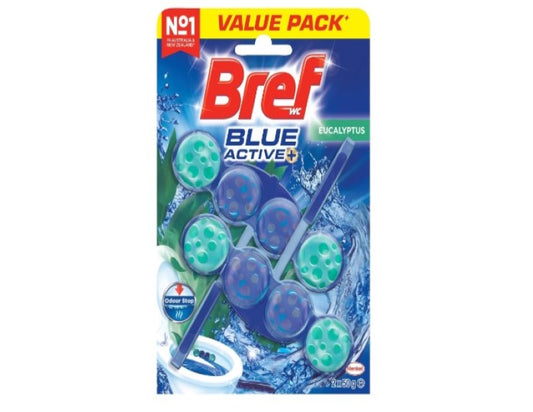 Bref Blue Active Eucalyptus, Rim Block Toilet Cleaner, 2x50g, 100 grams