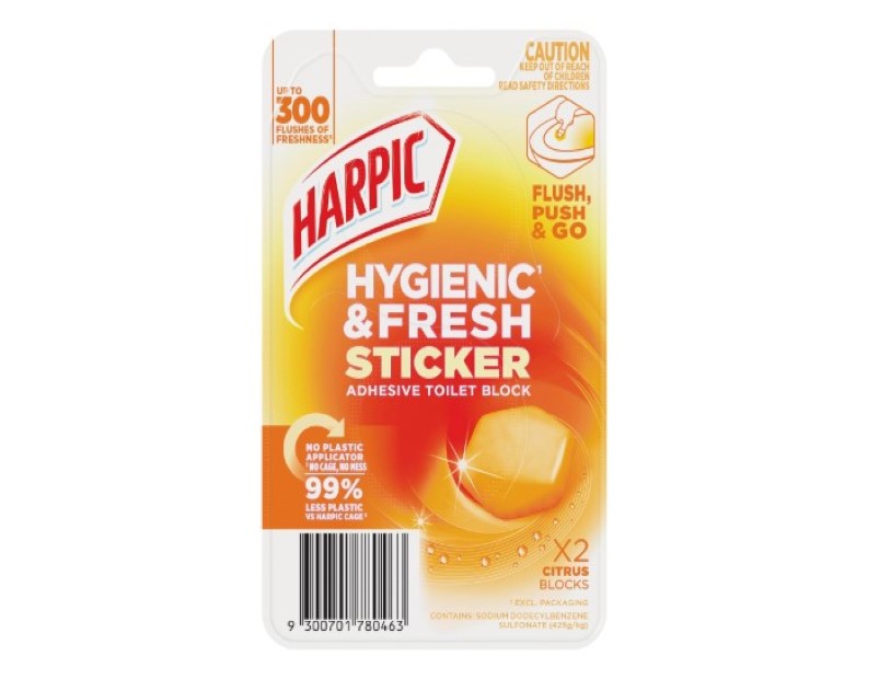 Harpic Hygienic & Fresh Sticker Citrus Toilet Block (Pack of 2)