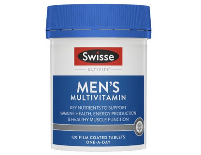 Swisse Ultivite Men's Multivitamin - with Zinc, Vitamin D3, Selenium & B Vitamins to Support General Male Health - 120 Tablet