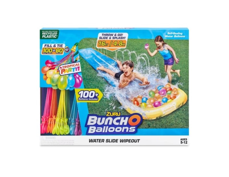 Zuru Bunch O Balloons Water Slide Wipeout and Self-Sealing Water Balloons Set