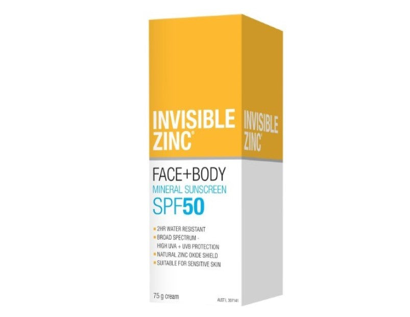 Invisible Zinc SPF50 Face and Body Sunscreen, 75g