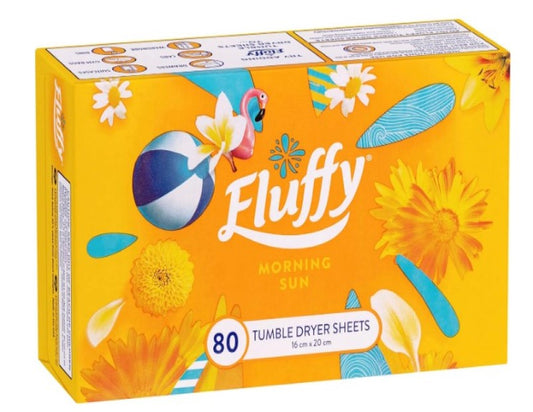 Fluffy Laundry Dryer Sheets, 80pk, Morning Sun, Long Lasting Fragrance