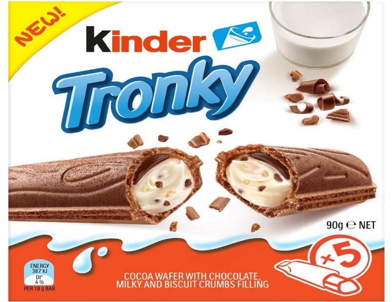 Kinder Tronky Creamy Chocolate Wafer Biscuit Multipack 5 Pieces 90g - 2 Pack