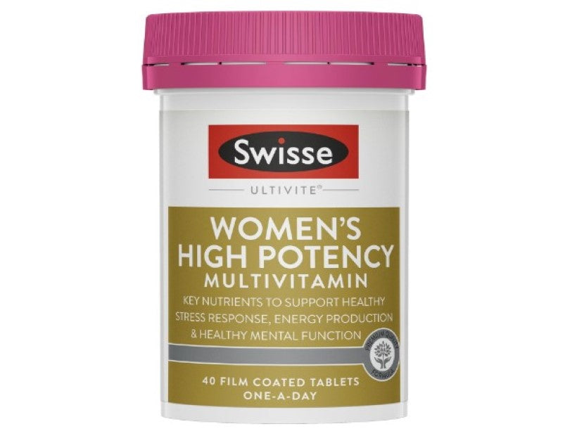 Swisse Ultivite Women's High Potency Multivitamin with Folic Acid, Biotin & Iron - Support Energy, Immunity & Healthy Hair - 40 Tablets