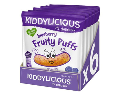 Kiddylicious Gluten-Free Blueberry Fruity Puffs, 10g (Pack of 6)