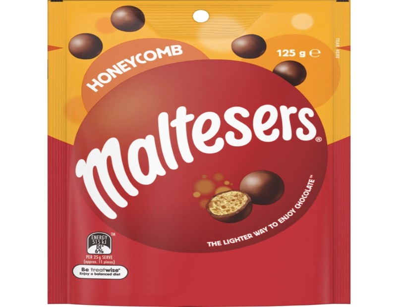 Maltesers Honeycomb Milk Chocolate Flavoured Snack and Share Bag 125g