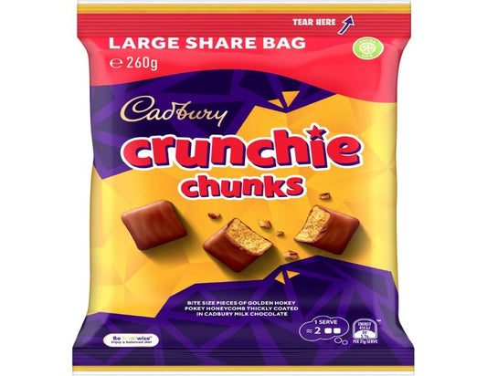 Cadbury Crunchie Chunks Chocolate Bites 260g - 2 Pack