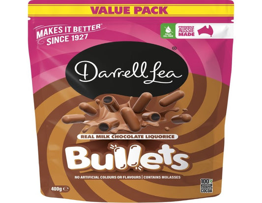 Darrell Lea Milk Chocolate Liquorice Bullets 400g - 2 Pack