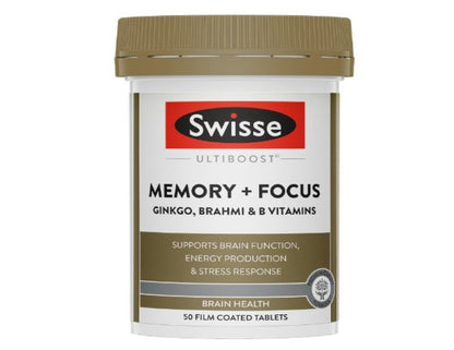 Swisse Ultiboost Memory + Focus - Supports Energy Production & Stress Response - 50 Tablets