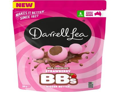 Darrell Lea Milk Chocolate Strawberry BBs 168g - 2 Pack