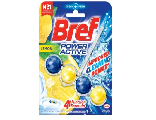 Bref Power Active Juicy Lemon, Rim Block Toilet Cleaner, 50 Grams