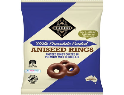 Hugo's Confectionery Milk Chocolate Aniseed Rings 140g - 3 Pack