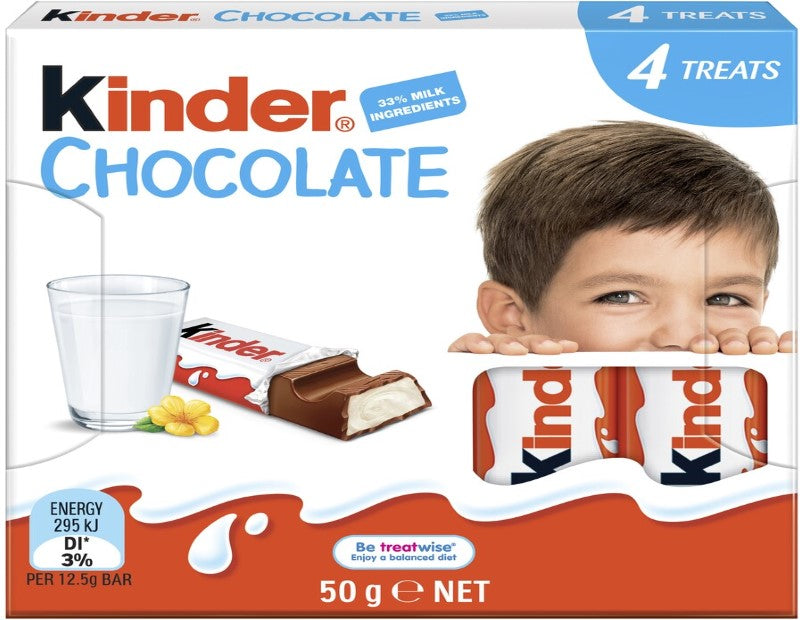 Kinder Chocolate 4 Treat Pack 50g - 3 Pack