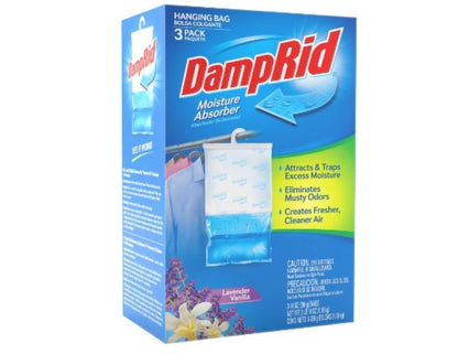 DampRid FG83LV Hanging Moisture Absorber Lavender Vanilla, 3-Pack