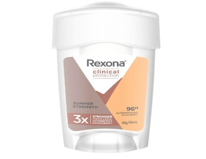 Rexona Women Clinical Antiperspirant Cream Stick Deodorant Summer Strength, 45ml, 96 Hour Protection