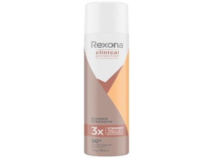 Rexona Women Clinical Antiperspirant Deodorant Aerosol Spray Summer Strength, 180ml, 96 Hour Protection